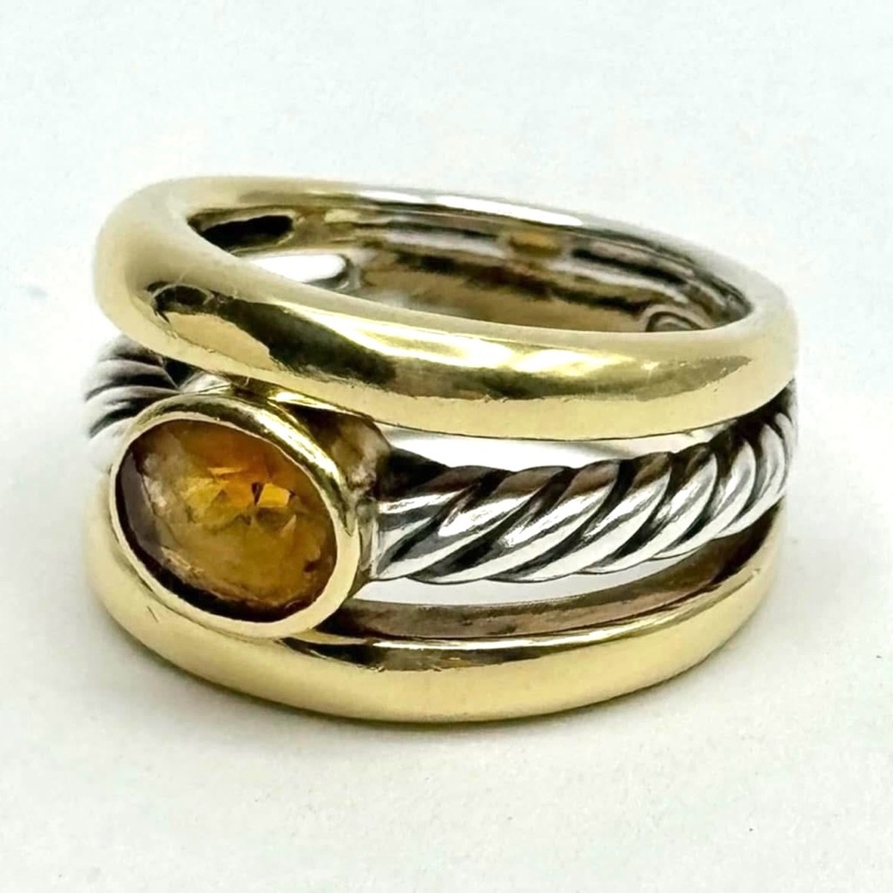 David Yurman Three Row Stack Ring With Citrine An… - image 4